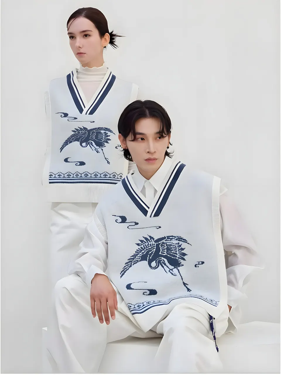 The Cheonghwa Knit Baeja (White), vest from the collection, product photograph
