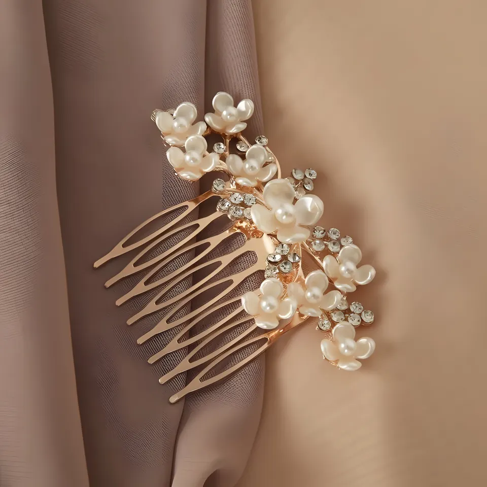 The Crystal Flower Comb, hair accessory from the collection, product photograph