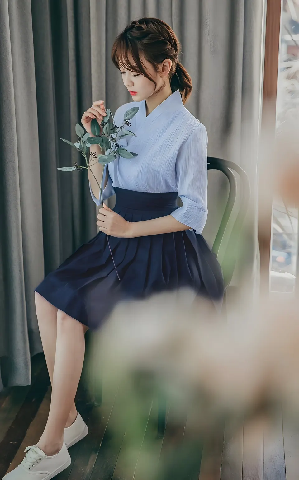 The Linen Mini Chima (Navy), skirt from the collection, product photograph